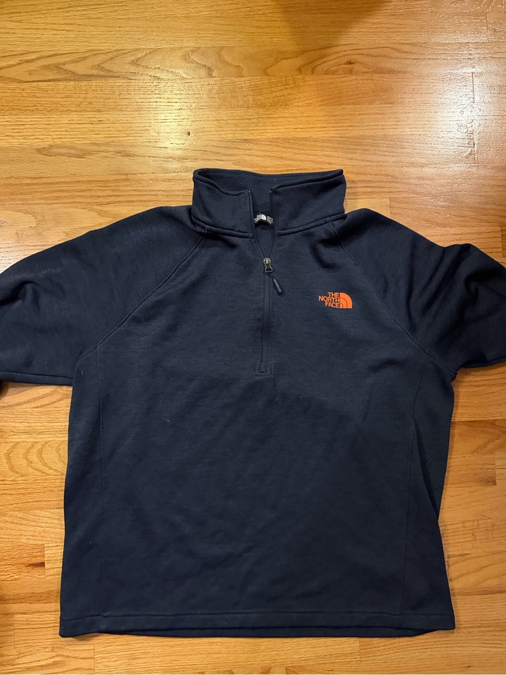 The North Face Men’s Navy Quarter-Zip Pullover with Orange Logo XL